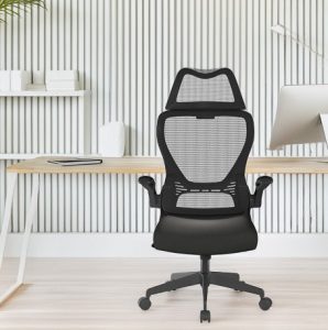 Canis – High Back Mesh Chair with Moulded Seat & Folding Arms