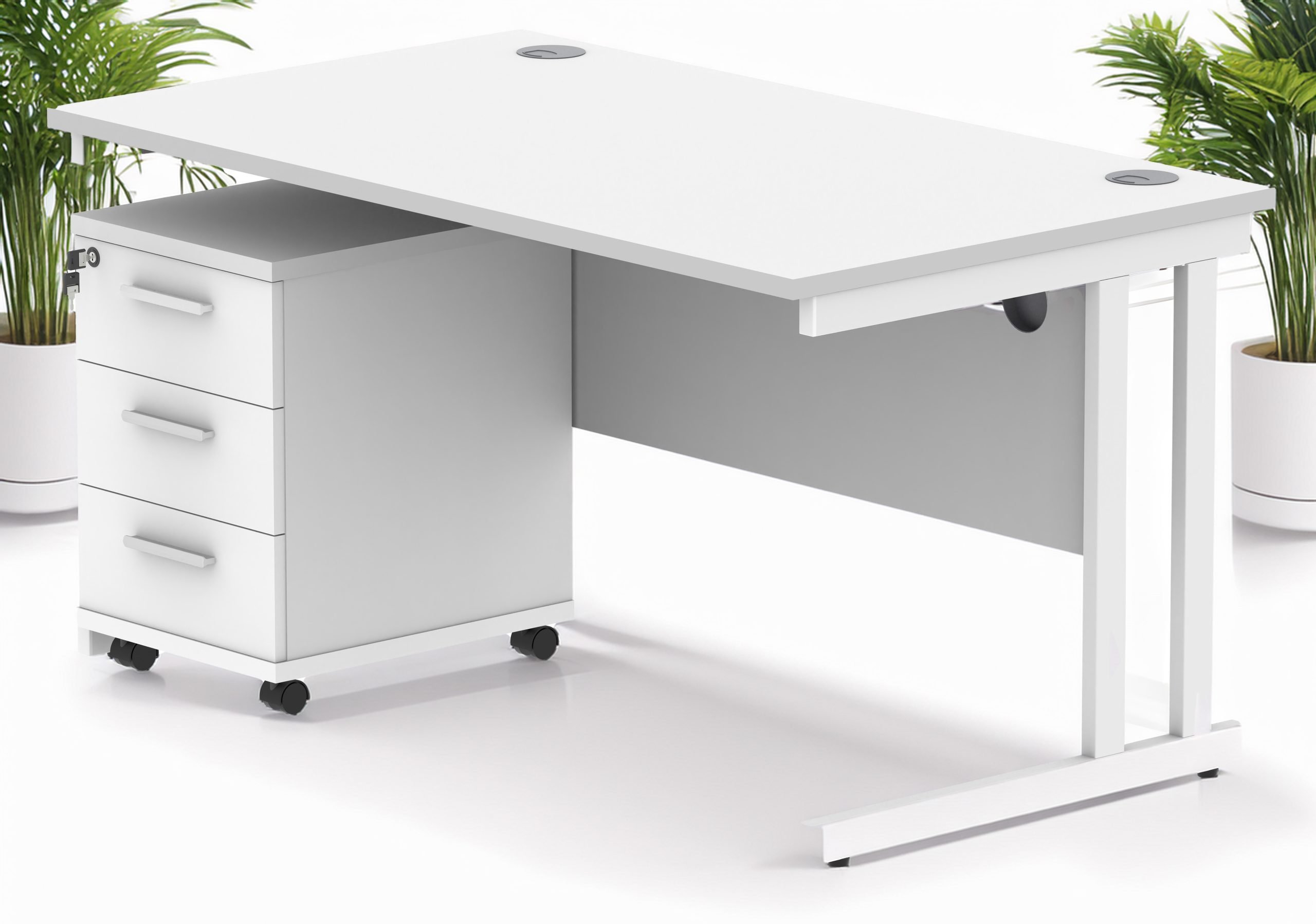 Upton Twin Upright Rectangular Desk with Mobile Pedestal - Image 4
