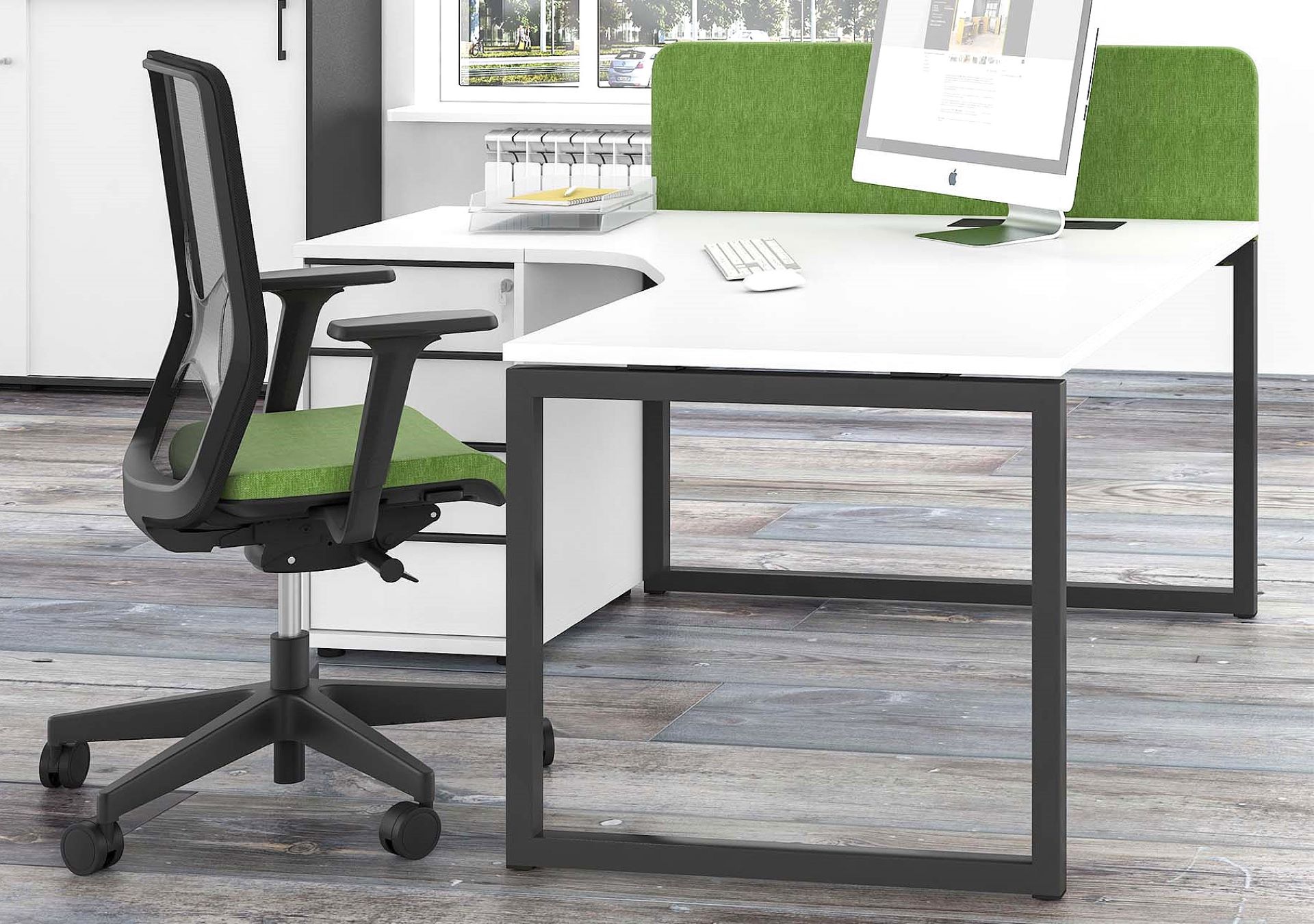 Delta Hooped Leg Bench Desks - Image 4