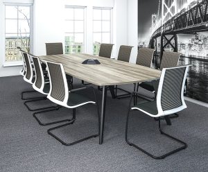 Rectangular Boardroom & Meeting Tables with Coloured Wood Tapered Leg Design