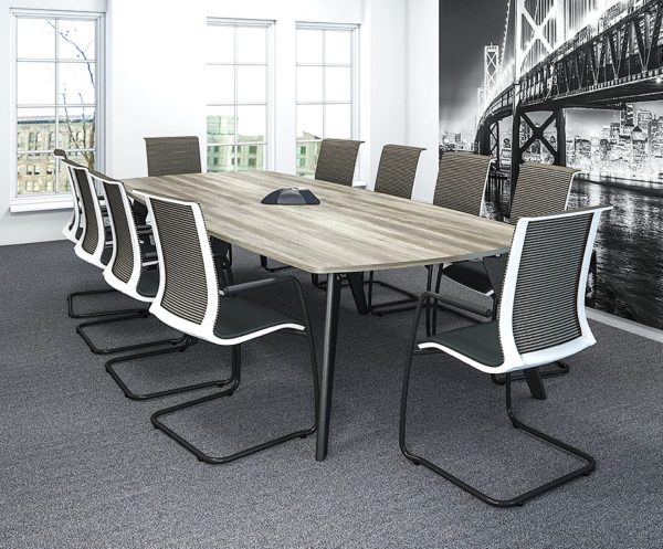 Rectangular Boardroom & Meeting Tables with Coloured Wood Tapered Leg Design