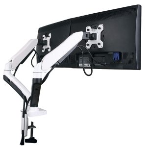 Double Spring Loaded Monitor Arm - White