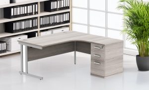 Upton Left or Right Hand Corner Desk BUNDLE with Desk High Pedestal