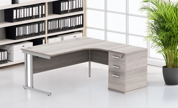 Upton Left or Right Hand Corner Desk BUNDLE with Desk High Pedestal