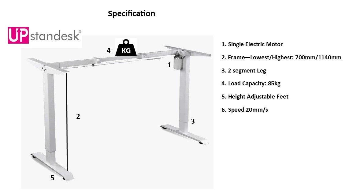 White-Single Motor-Standing Desk - Image 10