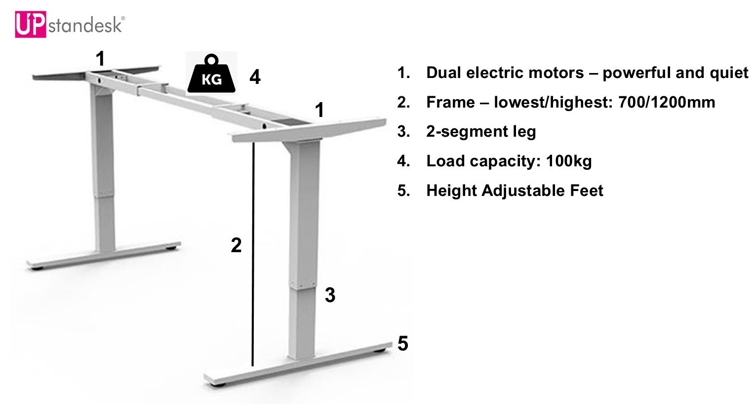 White-Dual Motor-Standing Desk - Image 17