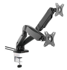 Double Spring Loaded Monitor Arm with USB & Audio Black