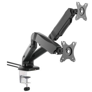 Double Spring Loaded Monitor Arm with USB & Audio Black