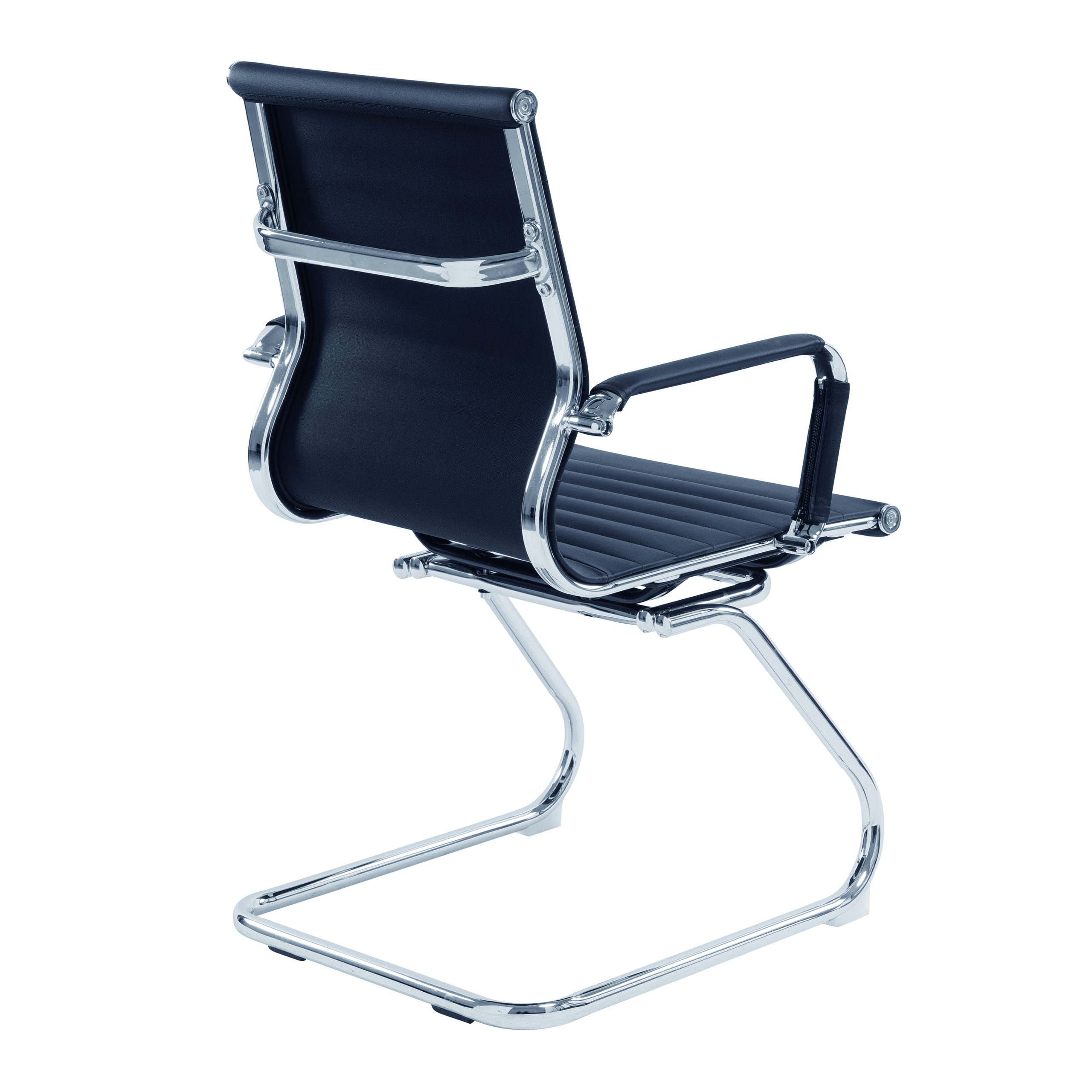 Aura – Contemporary Medium Back Bonded Leather visitor Chair with Chrome Frame - Image 2