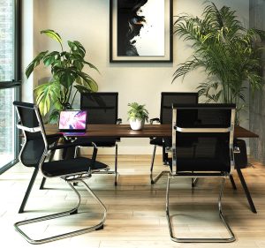 Aura – Contemporary Medium Back Bonded Leather visitor Chair with Chrome Frame