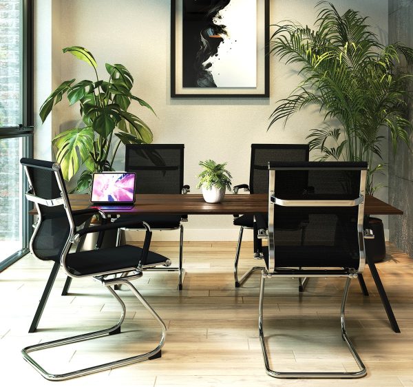 Aura – Contemporary Medium Back Bonded Leather visitor Chair with Chrome Frame