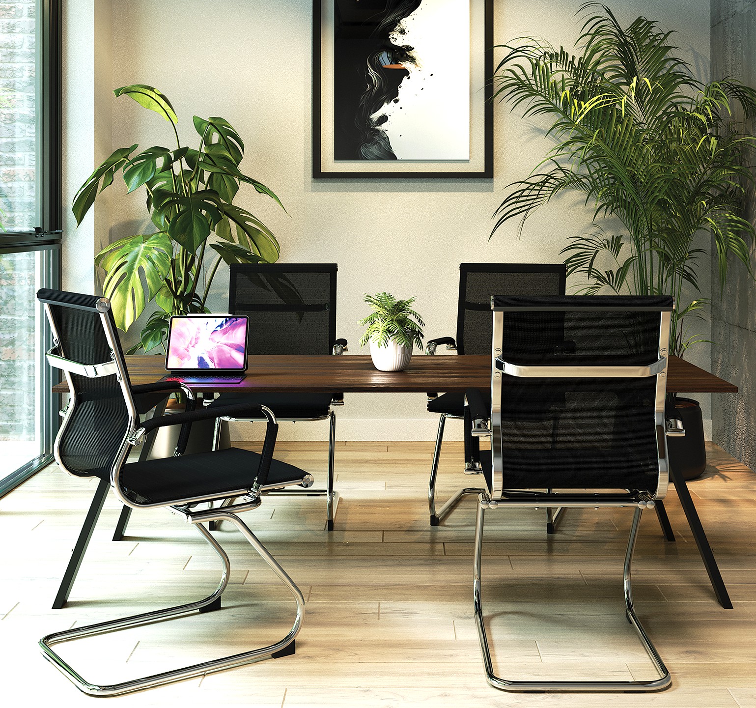 Aura – Contemporary Medium Back Bonded Leather visitor Chair with Chrome Frame