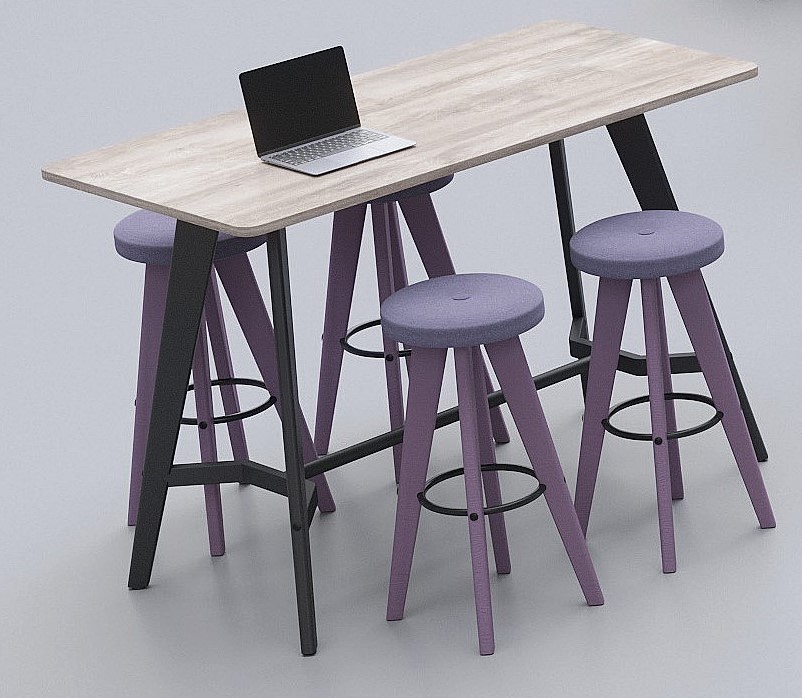 Rectangular Poseur Height Tables with Coloured Wood Tapered Leg - Image 9