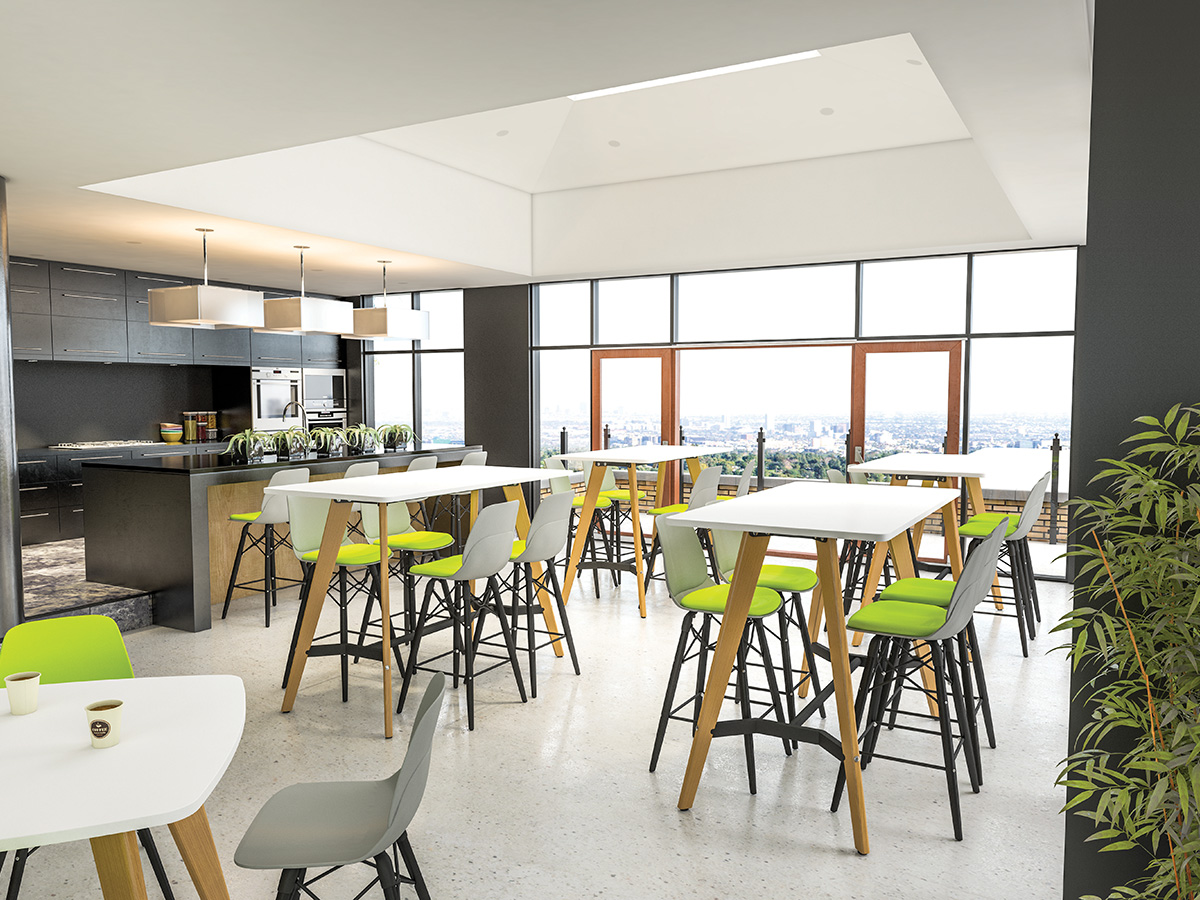 Rectangular Poseur Height Tables with Coloured Wood Tapered Leg - Image 2