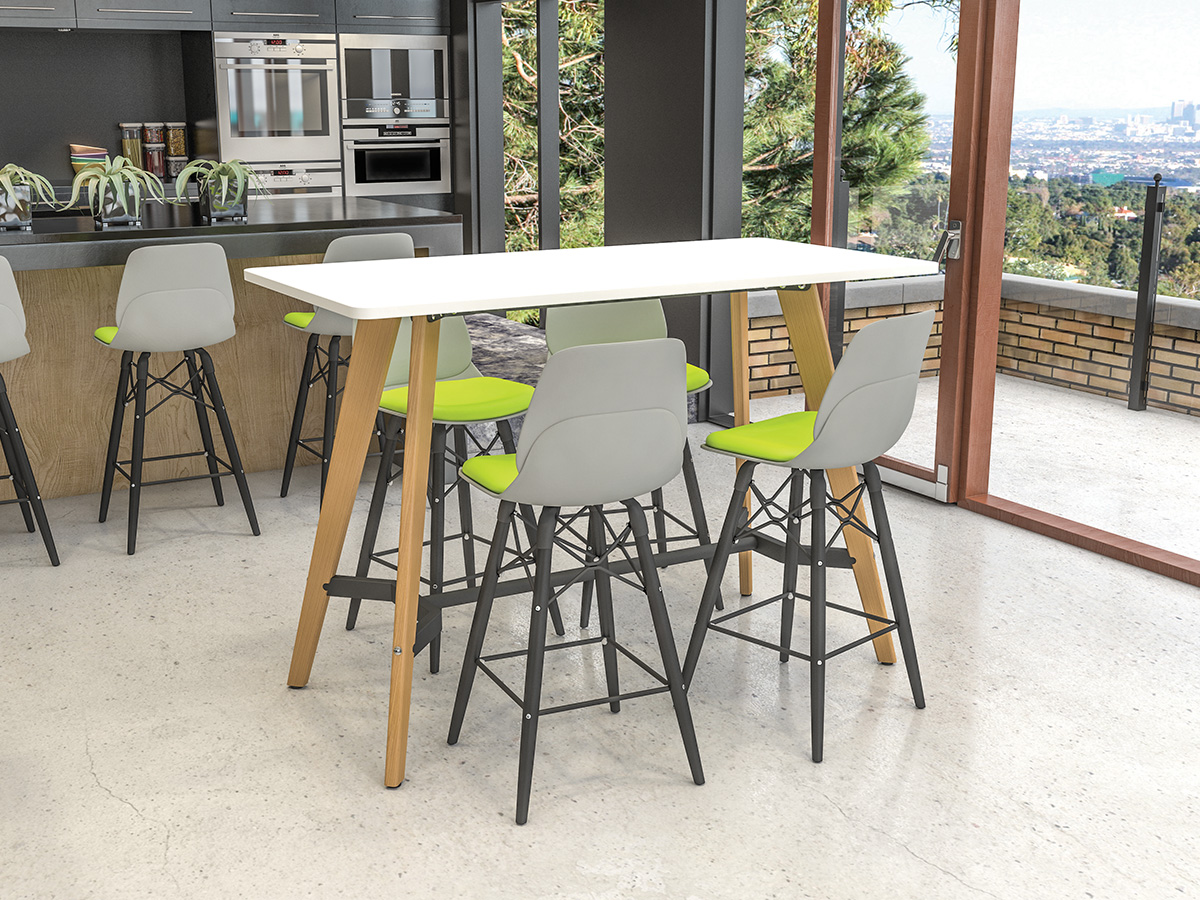 Rectangular Poseur Height Tables with Coloured Wood Tapered Leg - Image 3