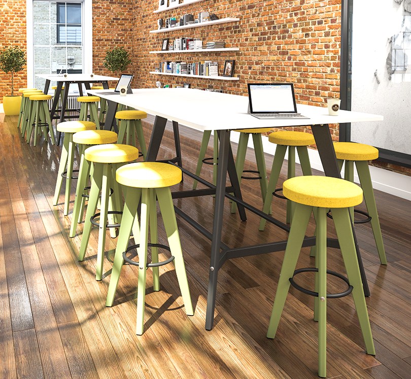 Rectangular Poseur Height Tables with Coloured Wood Tapered Leg - Image 5