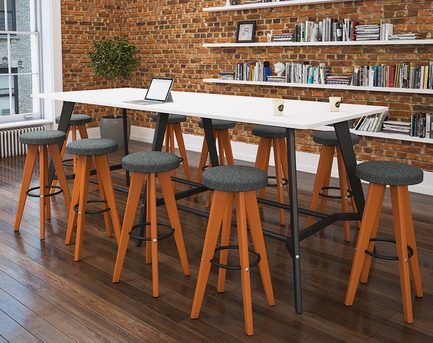Rectangular Poseur Height Tables with Coloured Wood Tapered Leg - Image 6