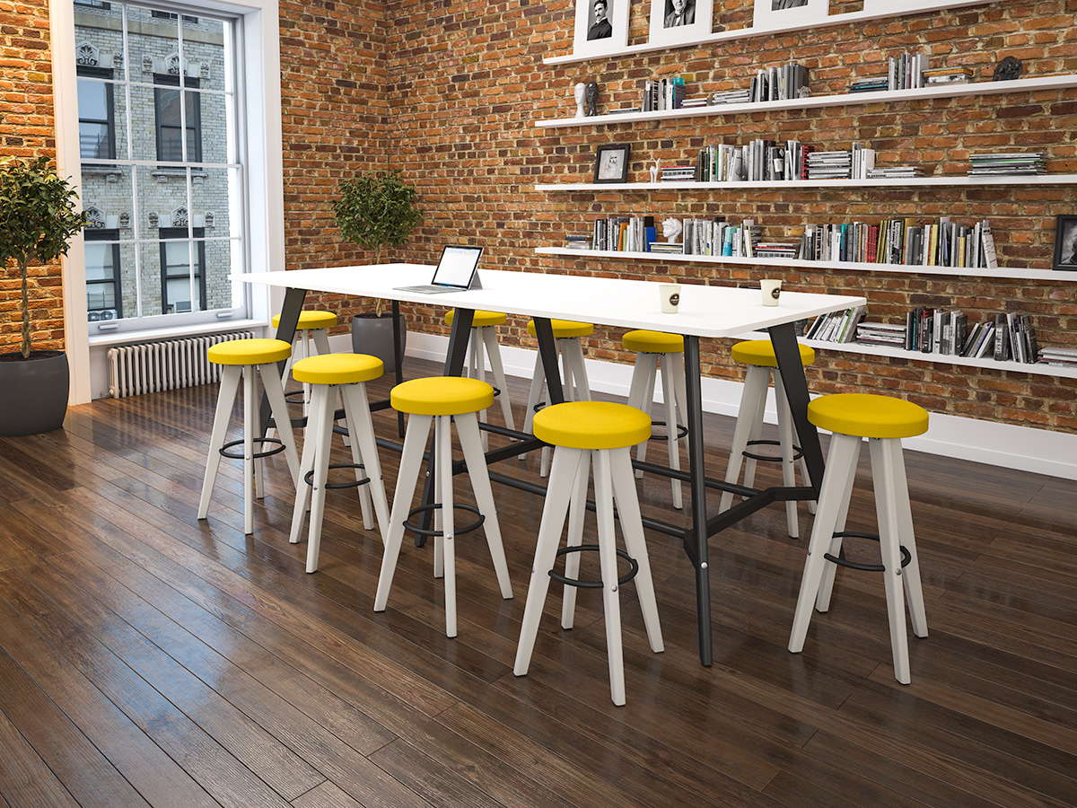 Rectangular Poseur Height Tables with Coloured Wood Tapered Leg - Image 7