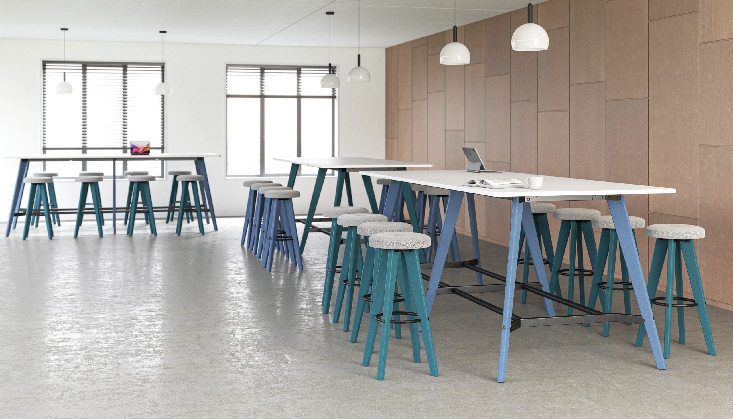 Rectangular Poseur Height Tables with Coloured Wood Tapered Leg - Image 12