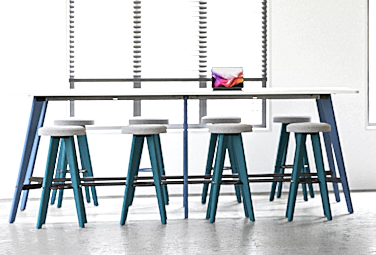 Rectangular Poseur Height Tables with Coloured Wood Tapered Leg - Image 11