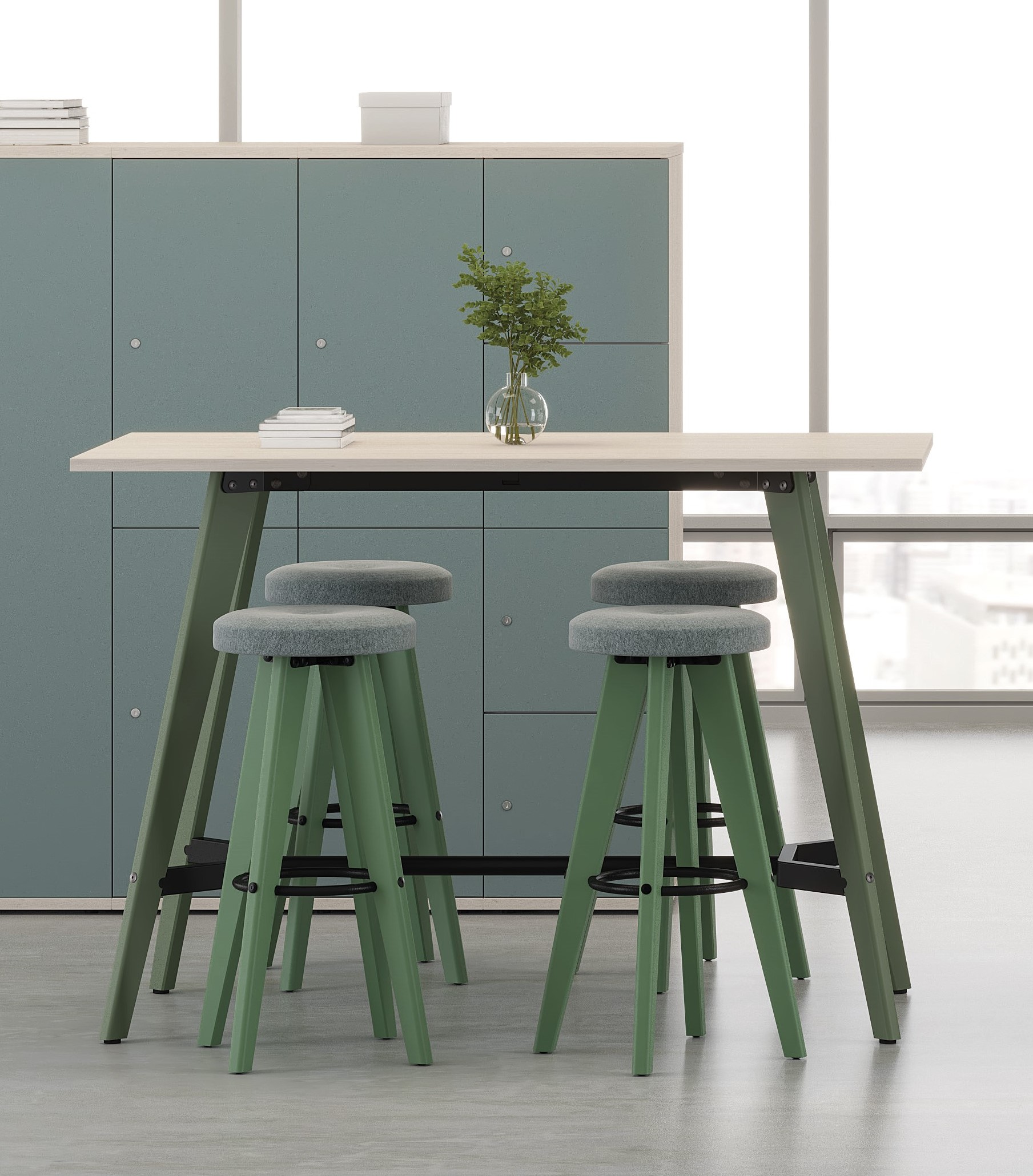 Rectangular Poseur Height Tables with Coloured Wood Tapered Leg - Image 13
