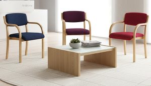 Laminate Range – Beech Framed Meeting Chairs with Upholstered and Padded Seat and Backrest