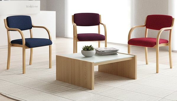 Laminate Range – Beech Framed Meeting Chairs with Upholstered and Padded Seat and Backrest