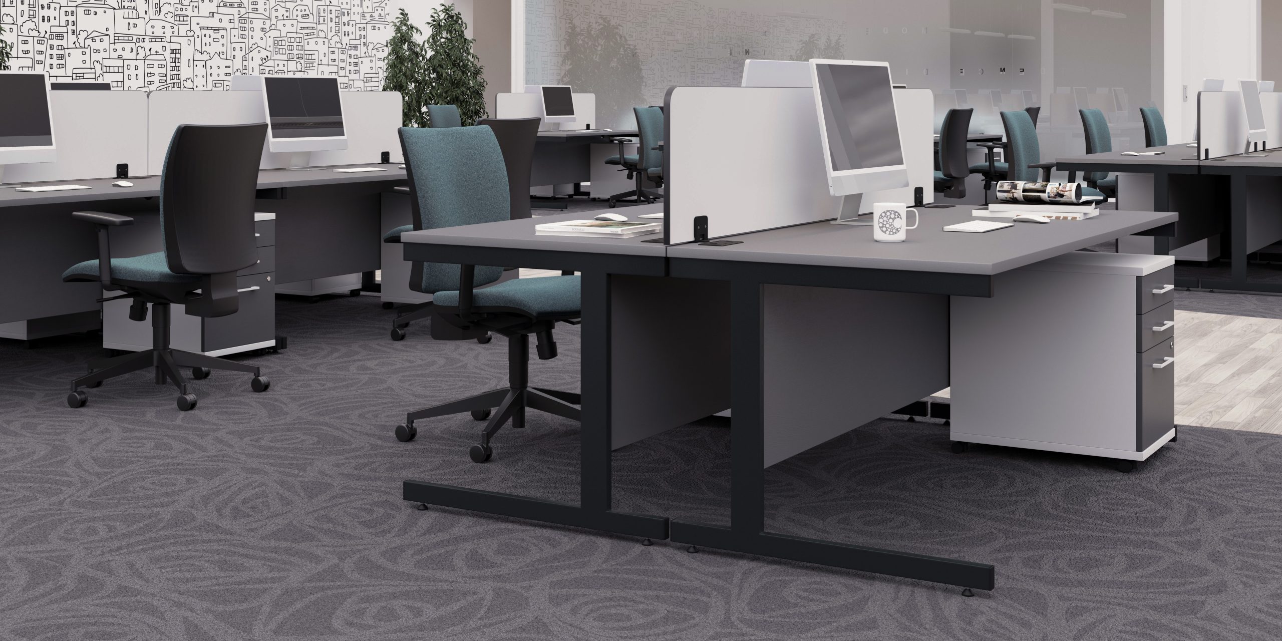 Poise Rectangular Cantilever Leg Desking. - Image 2