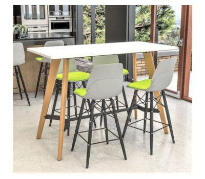 Rectangular Poseur Height Tables with Coloured Wood Tapered Leg - Image 8