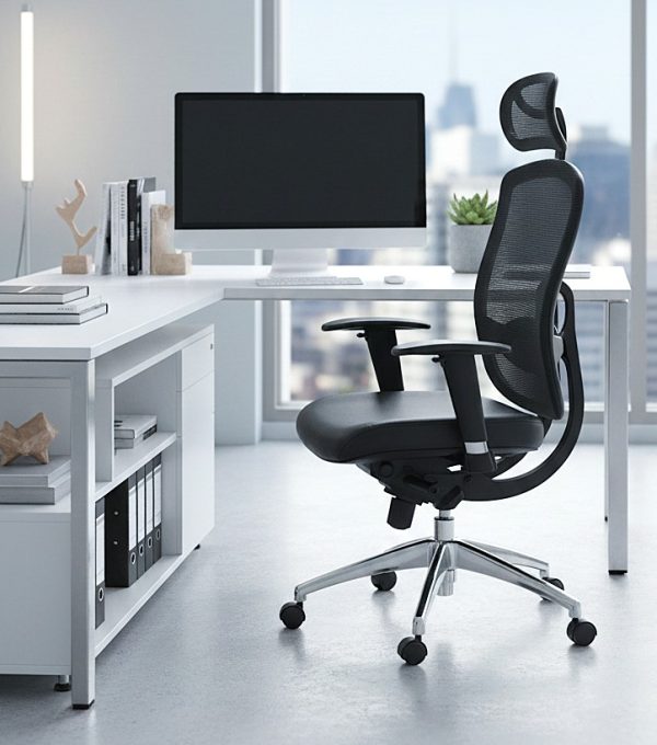 Liberty – High Back Mesh Executive Armchair Headrest And Chrome Base – Black