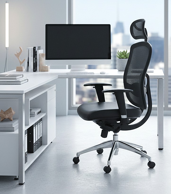 Liberty – High Back Mesh Executive Armchair Headrest And Chrome Base – Black