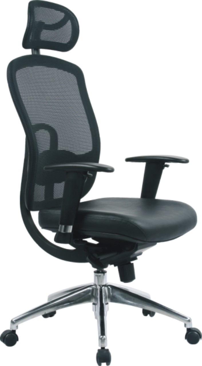 Liberty – High Back Mesh Executive Armchair Headrest And Chrome Base – Black - Image 2