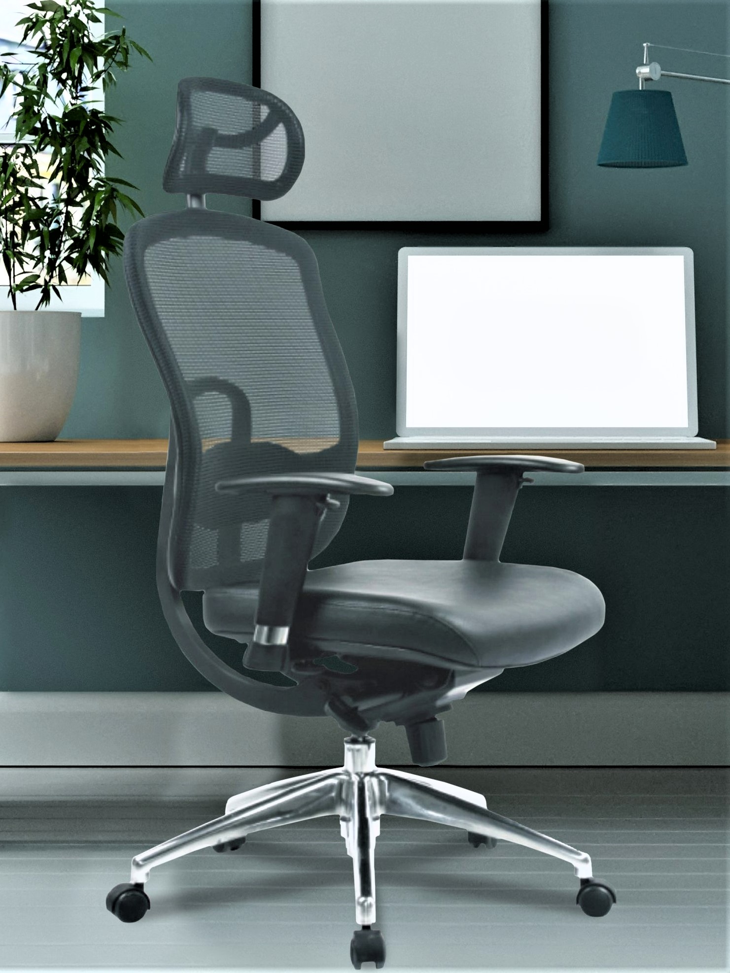 Liberty – High Back Mesh Executive Armchair Headrest And Chrome Base – Black - Image 8