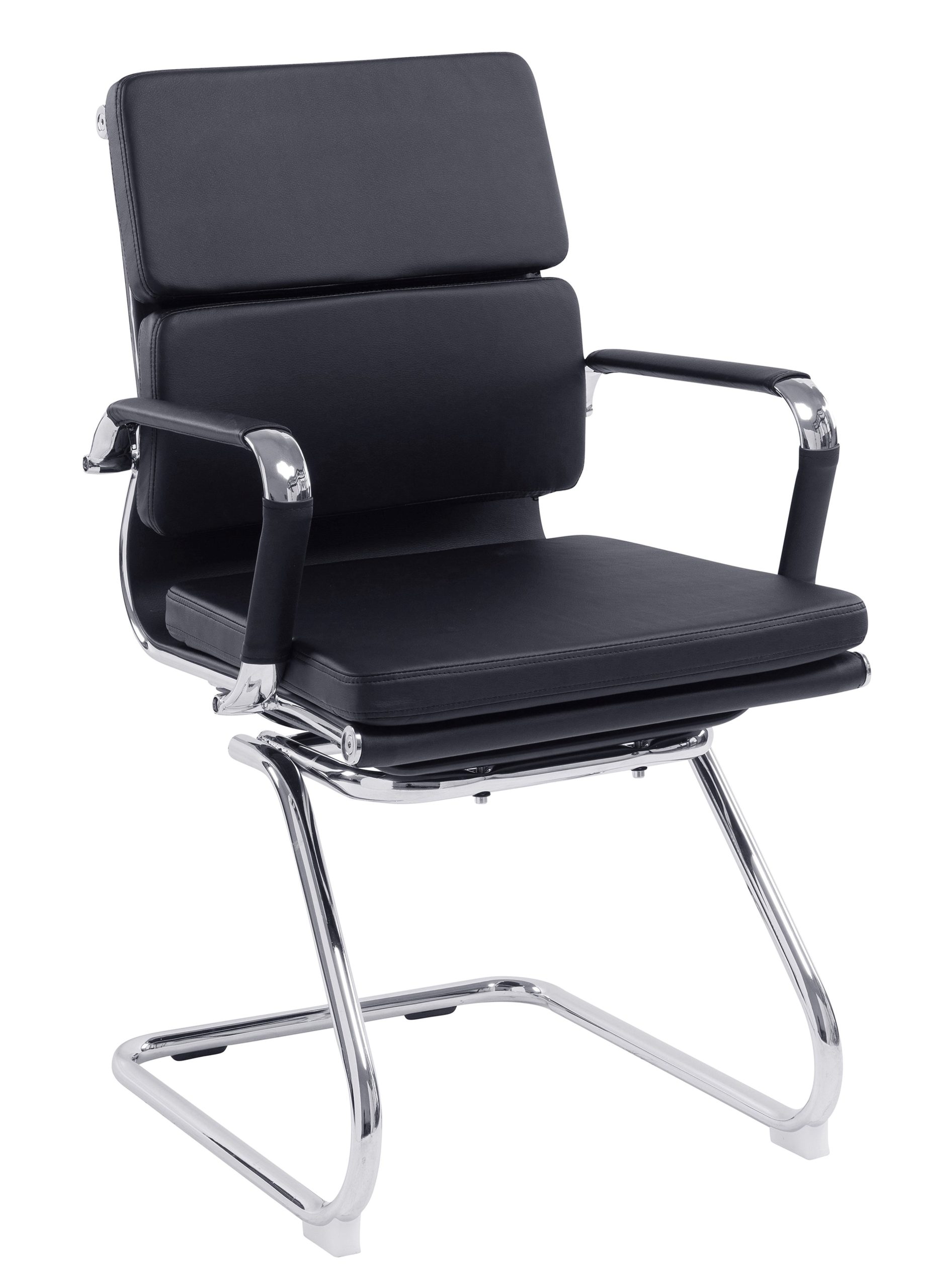 Avanti – Bonded Leather Medium Back Cantilever Meeting Chair with Individual Back Cushions and Chrome Arms & Base - Image 2