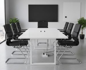 Avanti – Bonded Leather Medium Back Cantilever Meeting Chair with Individual Back Cushions and Chrome Arms & Base