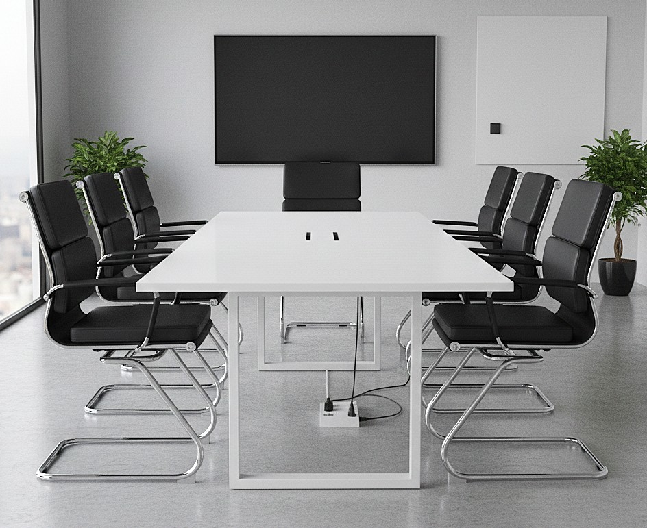 Avanti – Bonded Leather Medium Back Cantilever Meeting Chair with Individual Back Cushions and Chrome Arms & Base