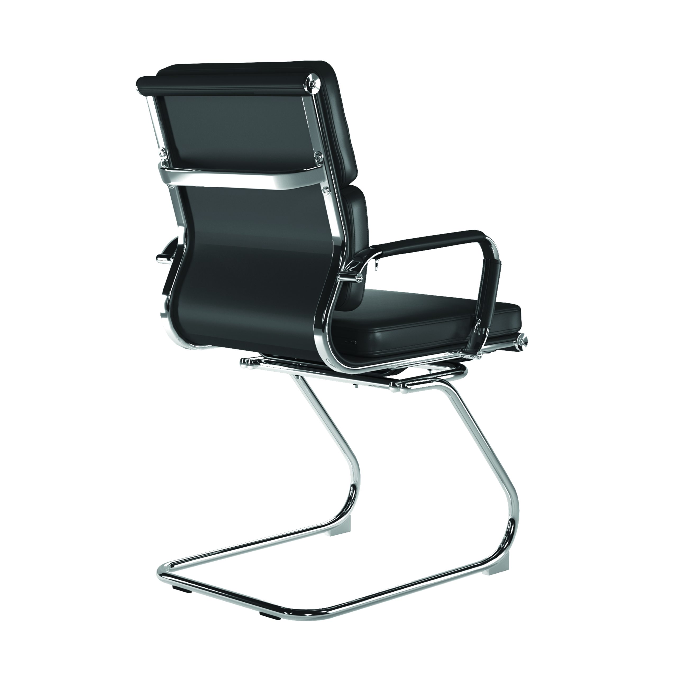 Avanti – Bonded Leather Medium Back Cantilever Meeting Chair with Individual Back Cushions and Chrome Arms & Base - Image 6