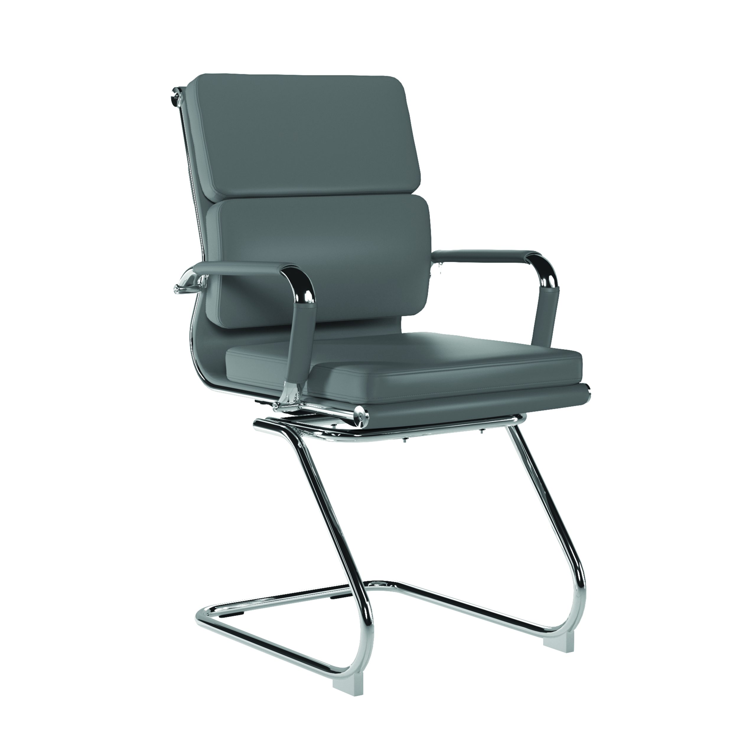 Avanti – Bonded Leather Medium Back Cantilever Meeting Chair with Individual Back Cushions and Chrome Arms & Base - Image 10