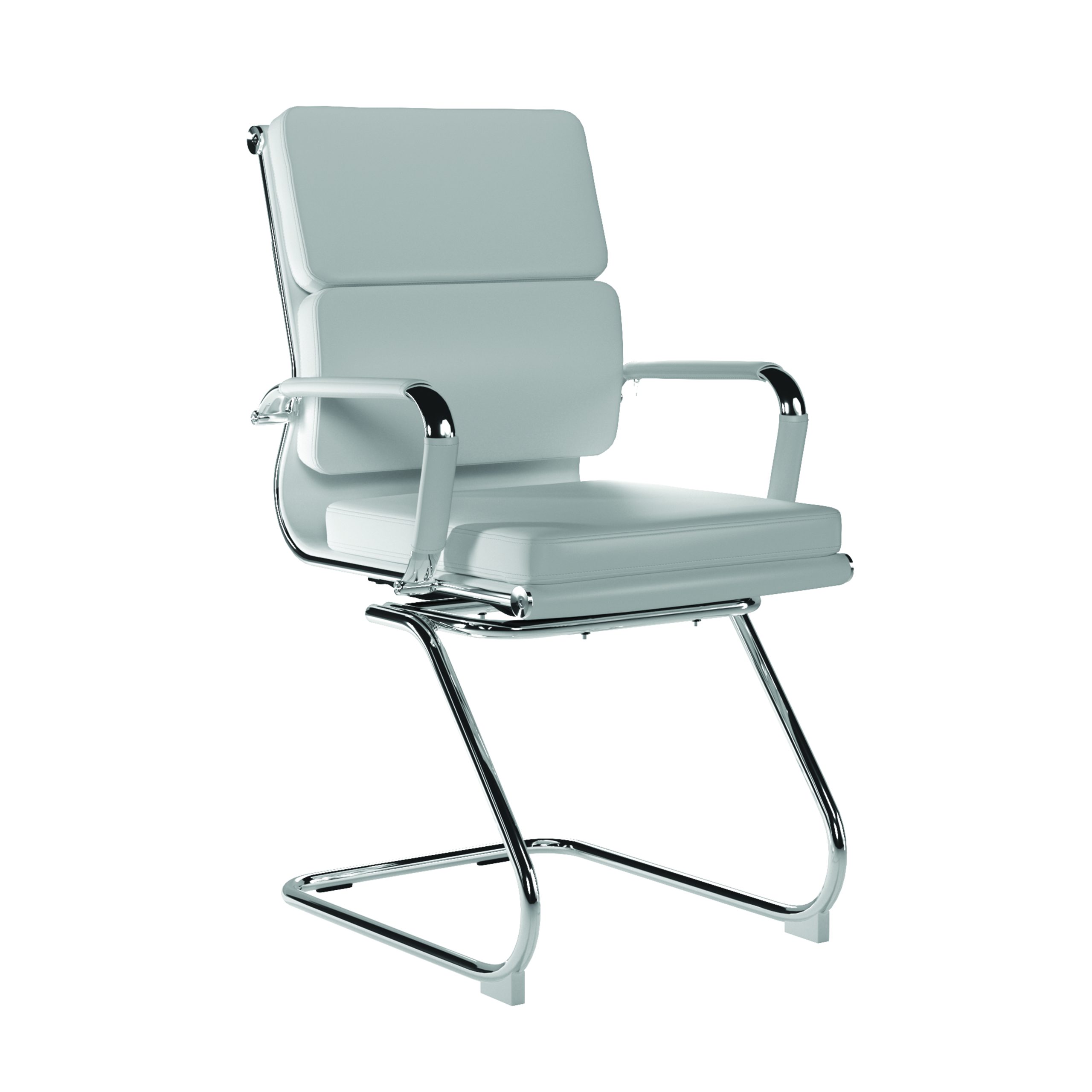 Avanti – Bonded Leather Medium Back Cantilever Meeting Chair with Individual Back Cushions and Chrome Arms & Base - Image 12
