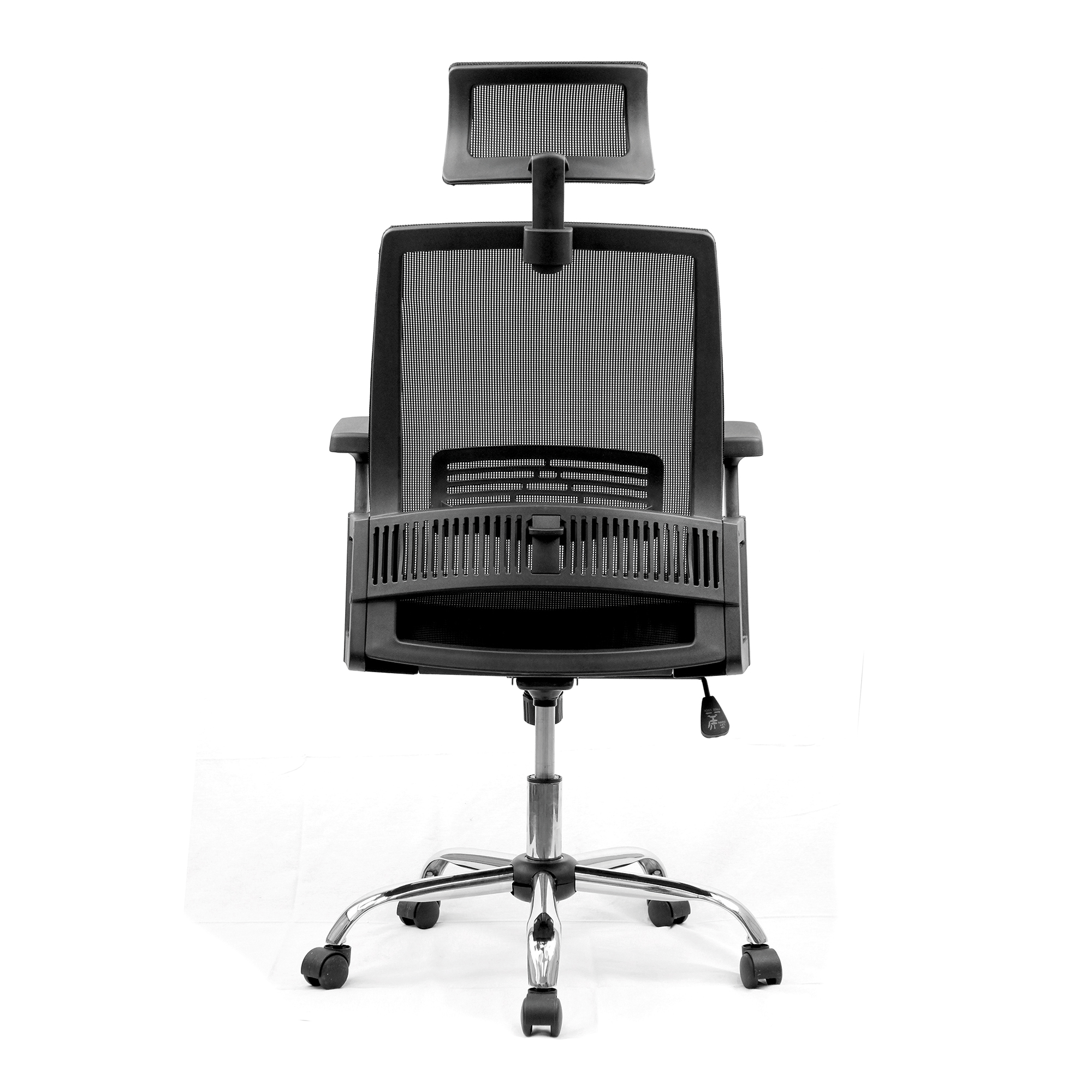 Alpha – High Back Mesh Chair with Headrest and Chrome Base – Black - Image 3