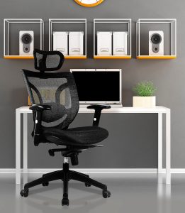 Newton high back mesh synchronous executive armchair with integral headrest-black