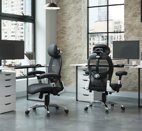 Ergonomic Luxury High Back Executive Mesh Chair for 24 Hour Use – Black