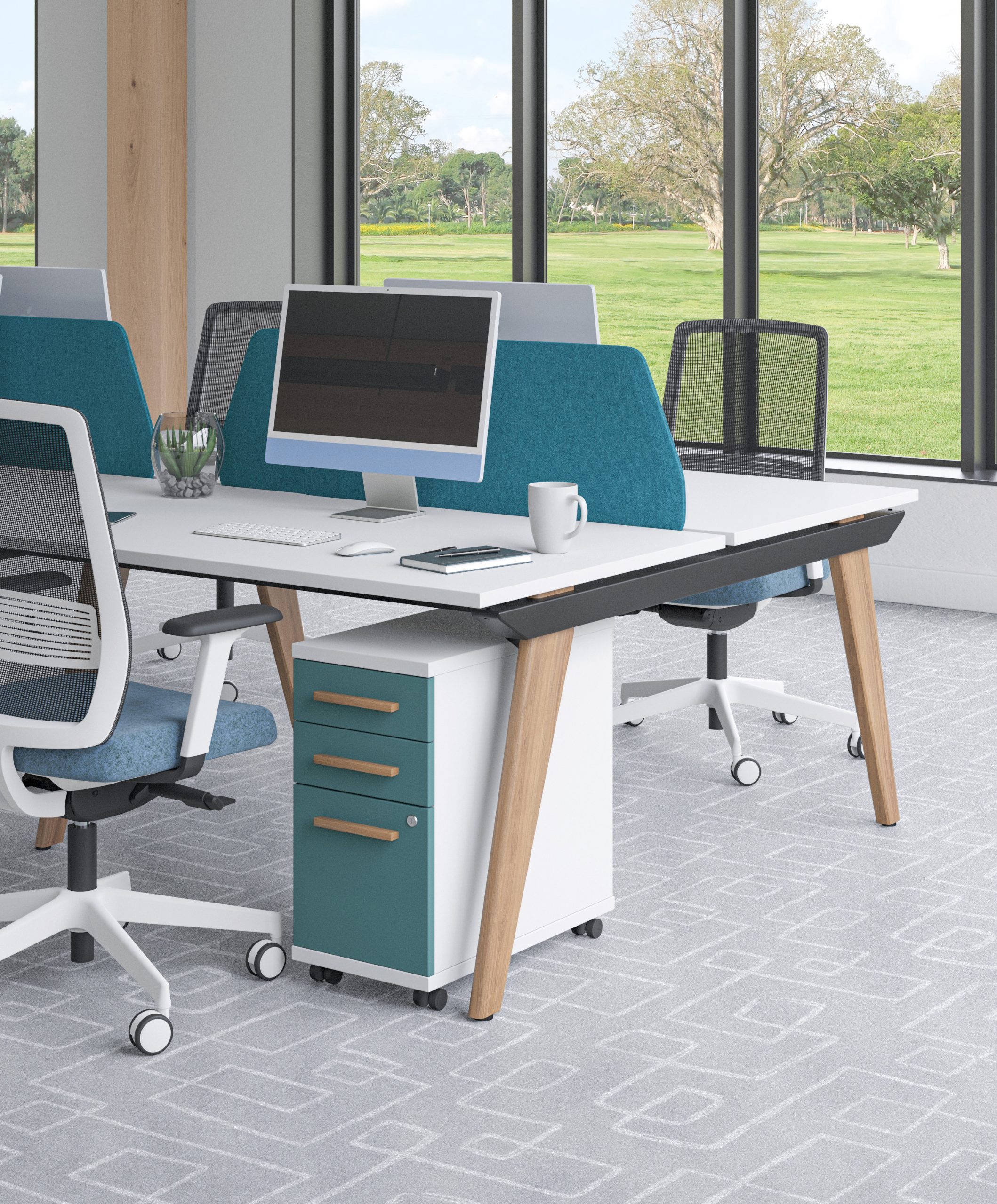 Evo Oak Bench Modular Desking Range, For Modern Offices