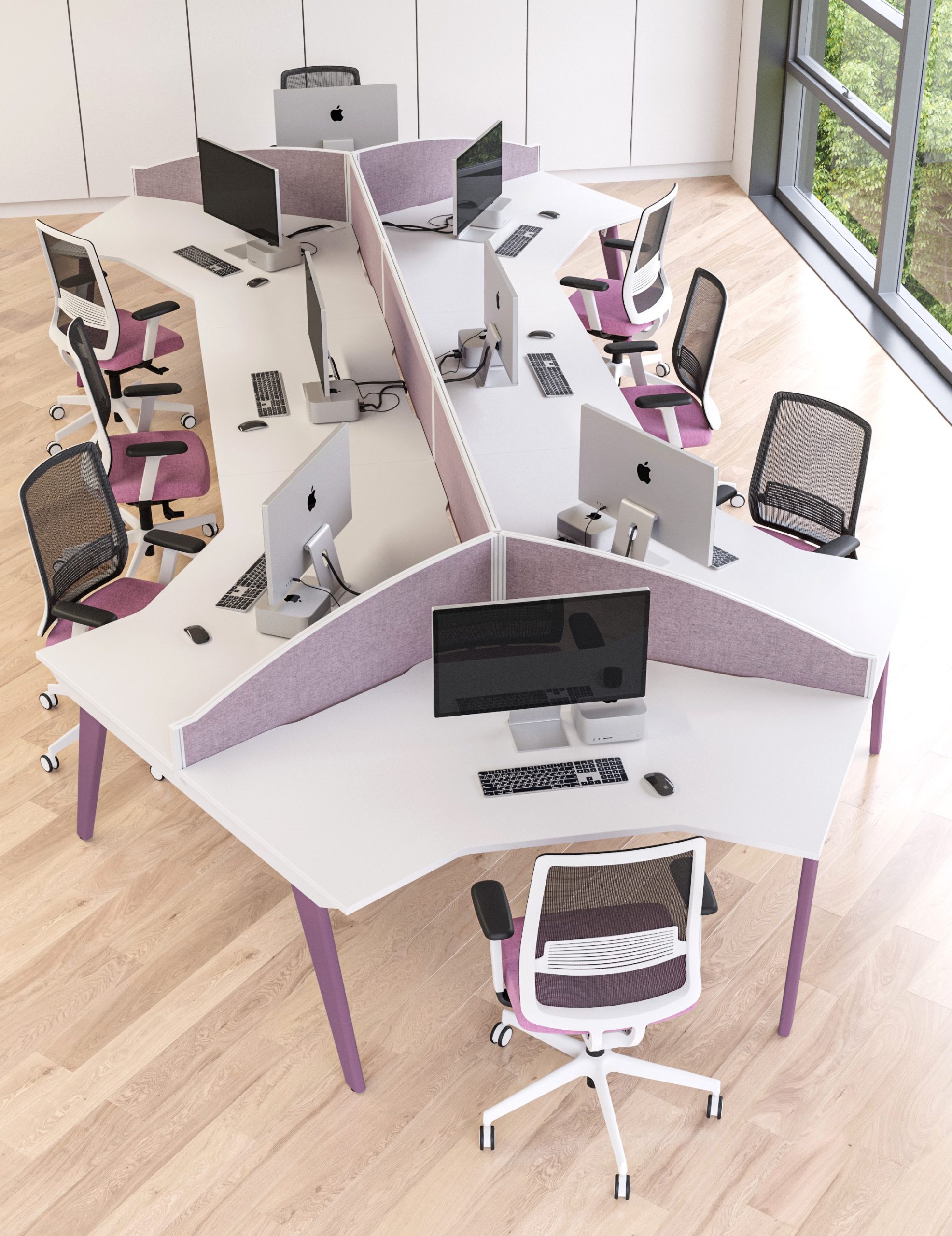 120 Degree Evolve Hooped Leg Oak or Coloured Metal Bench Modular Desk Range - Image 3