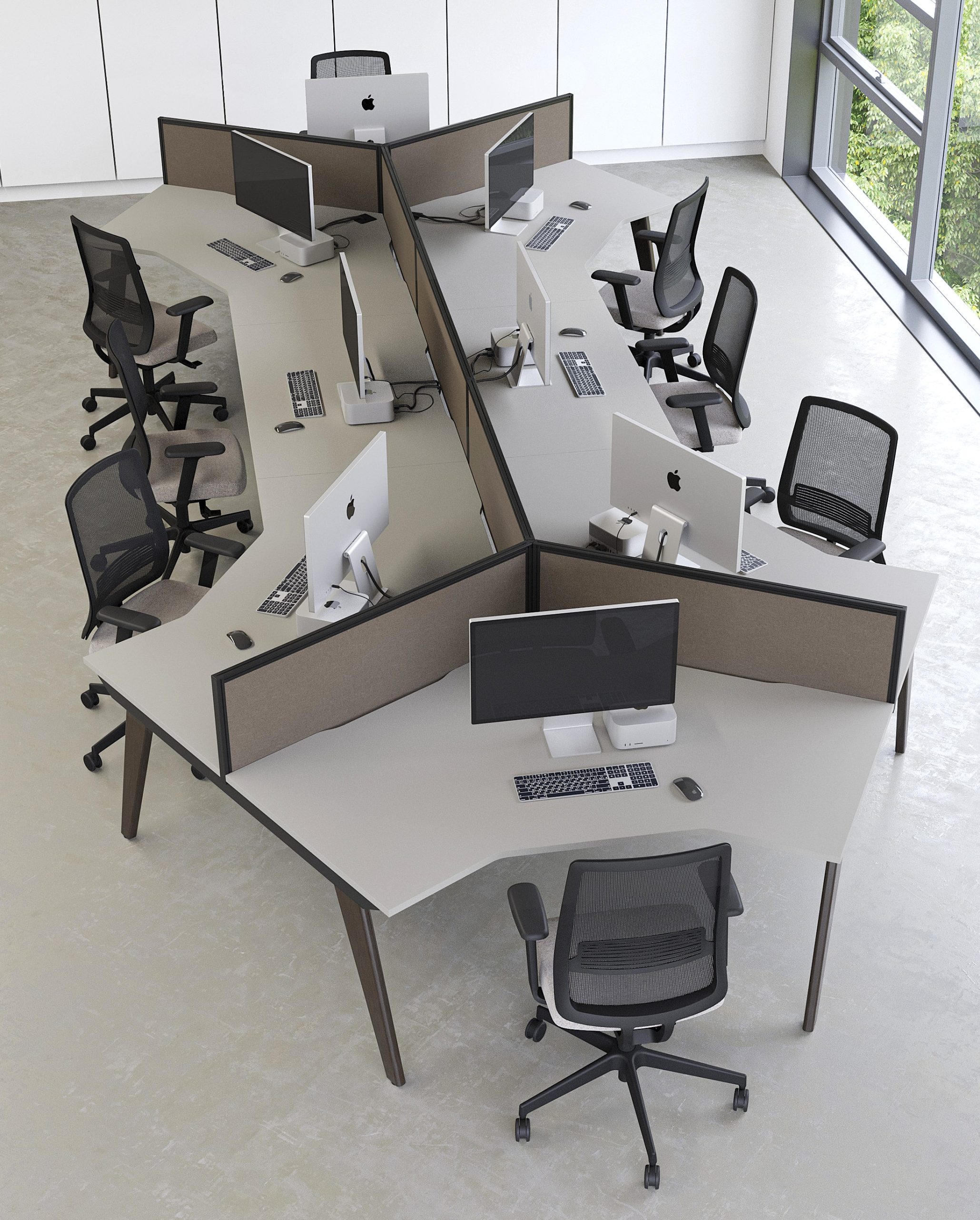 120 Degree Evolve Hooped Leg Oak or Coloured Metal Bench Modular Desk Range - Image 2