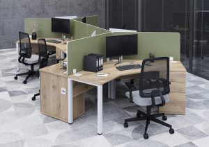 Poise 120 Degree Desks with Pedestal Combinations