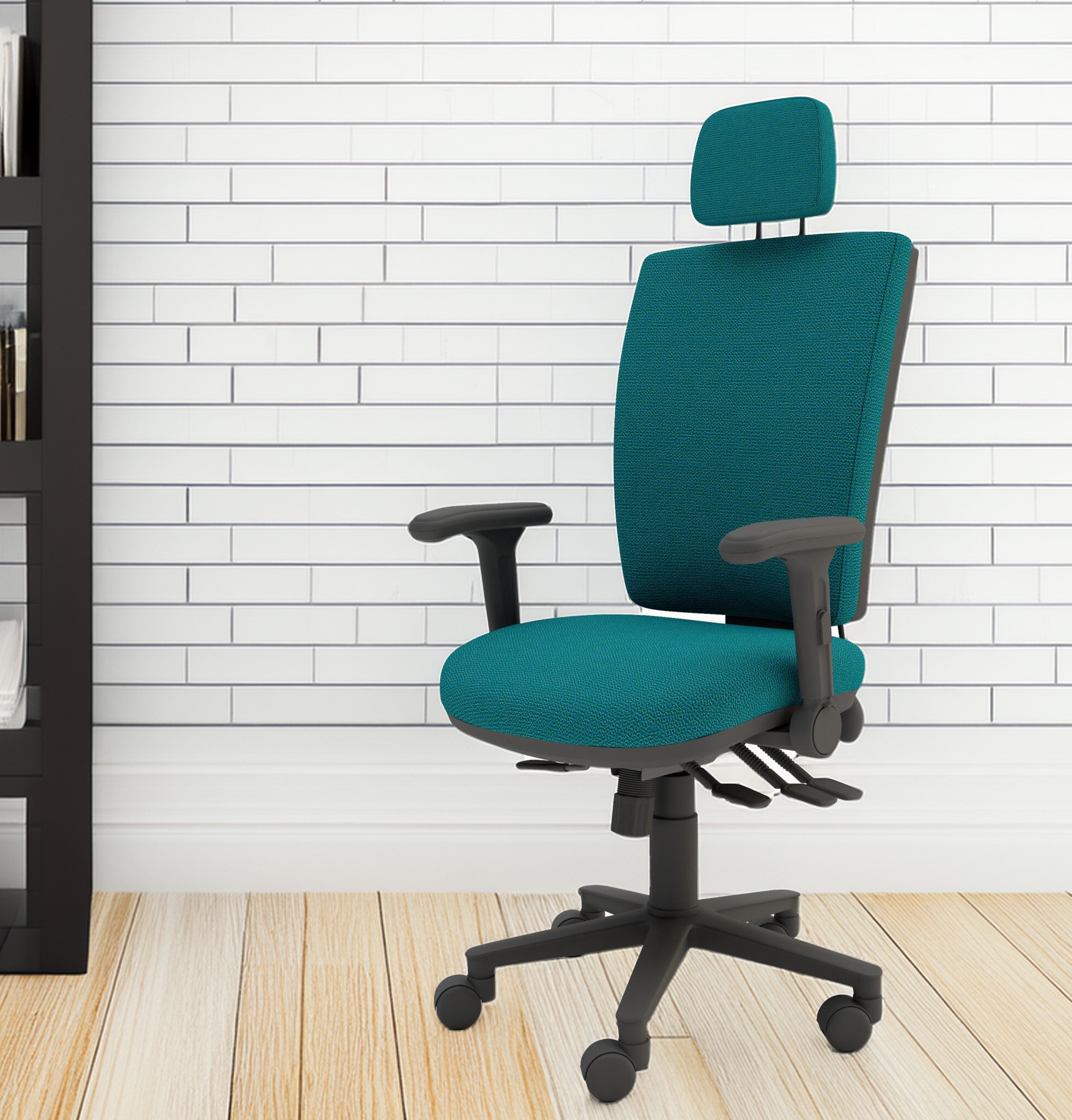 Athena MSK Multi-Functional Squared Back Task Chair with Folding Arms and Headrest - Image 2