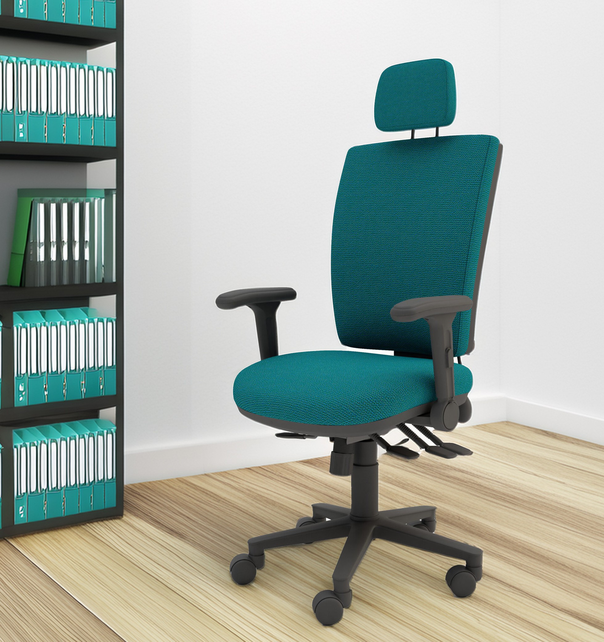Athena MSK Multi-Functional Squared Back Task Chair with Folding Arms and Headrest - Image 3