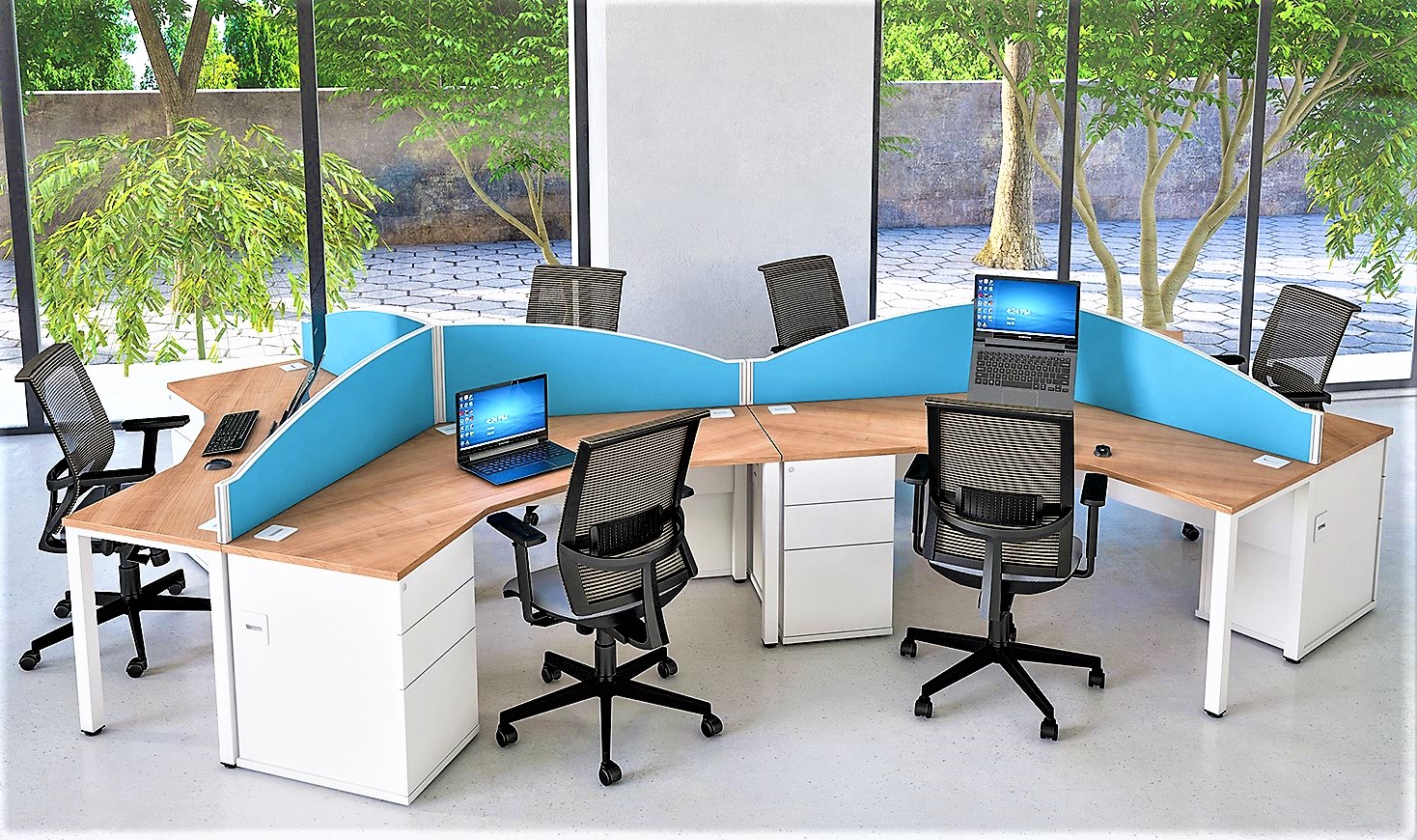 Poise 120 Degree Desks with Pedestal Combinations - Image 2
