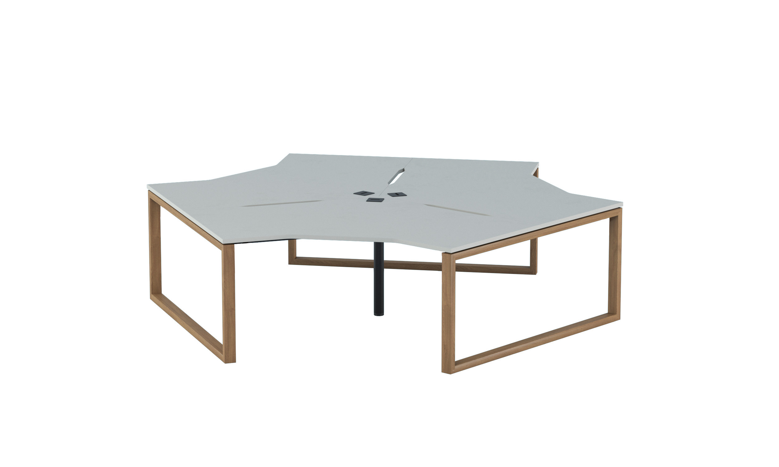 120 Degree Evolve Hooped Leg Oak or Coloured Metal Bench Modular Desk Range - Image 7